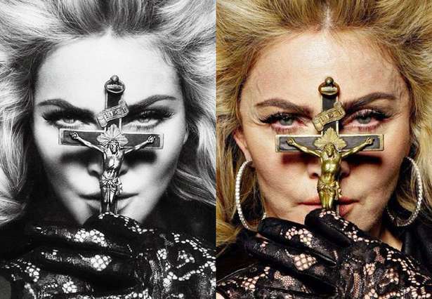 Madonna prima e dopo photoshop (1)
