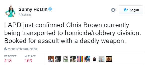 chris brown arrestato