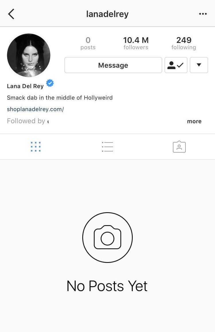 Lana Del Rey Instagram Delete