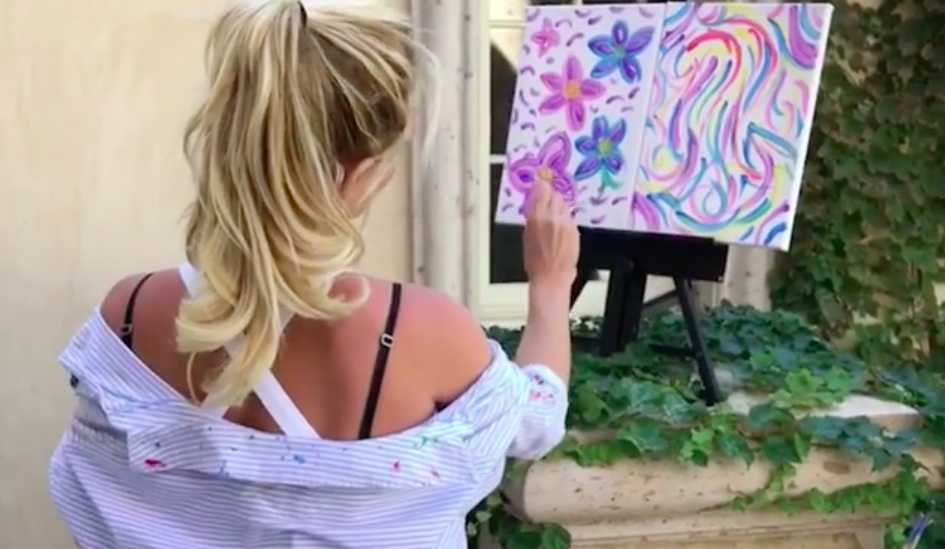Britney Spears Painting Flowers