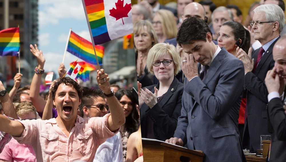 justin trudeau gay crying cries video