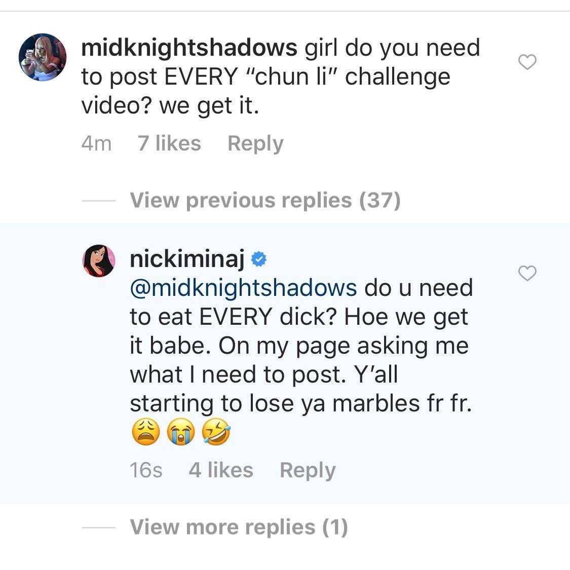 nicki minaj instagram haters omg posts
