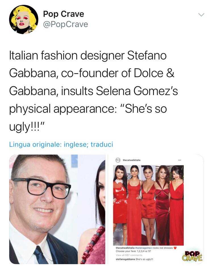 Stefano Gabbana Selena Gomez
