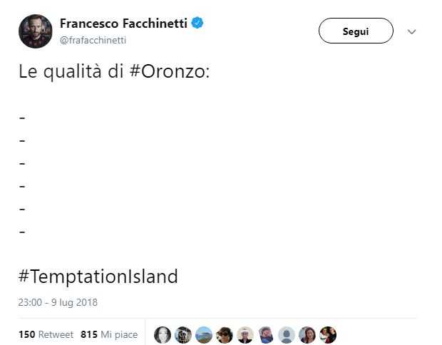 Temptation Island, vip contro Oronzo i messaggi di Facchinetti, Ventura e Nilufar (1)