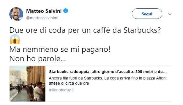 Matteo Salvini Starbucks